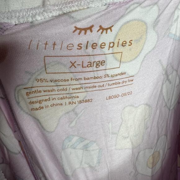 Little Sleepies Pajama Pants Womens XL Purple Breakfast Print Bamboo Jersey Soft - Picture 5 of 9